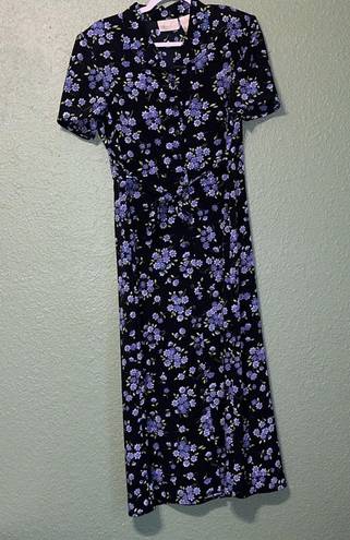 Kathie Lee Collection Vintage floral dress with belt  80’s retro dress