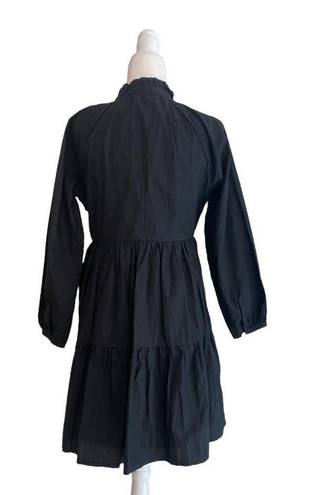 J.Crew  Cotton Poplin Black Tiered Womens Size XS Bohemian Knee Length