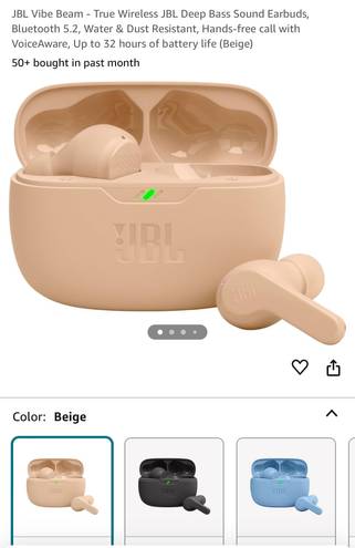 JBL Wireless Earbuds Tan