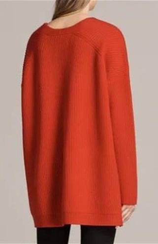 All Saints Clea V-neck Long Sleeve Oversized Jumper Sweater Red Small