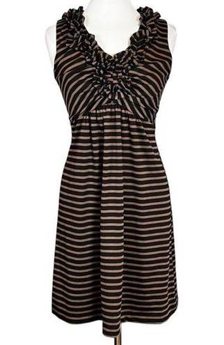 Tiana B  A-Line Empire Waist Sleeveless Striped Ruffle Embellished V-Neck Dress