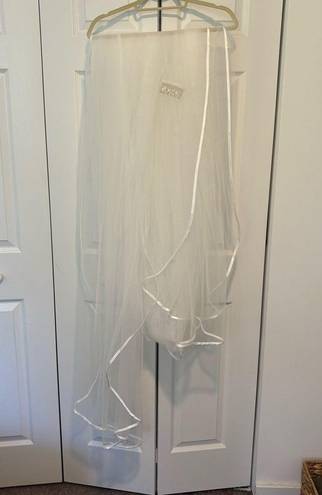 Edge Satin  Trim Cathedral Veil with Blusher 136”