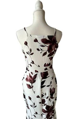 Sweet Storm  White Brown Floral Ruffle Prom Formal Gown Size Large NEW