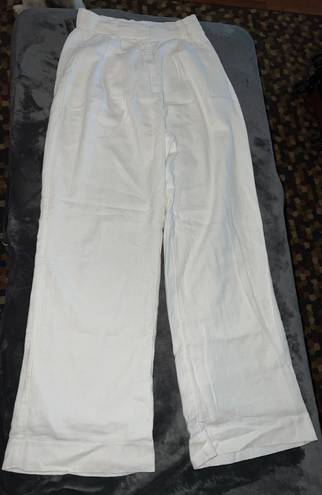 Abercrombie & Fitch Abercrombie Linen-Blend Tailored Wide Leg Pant in White