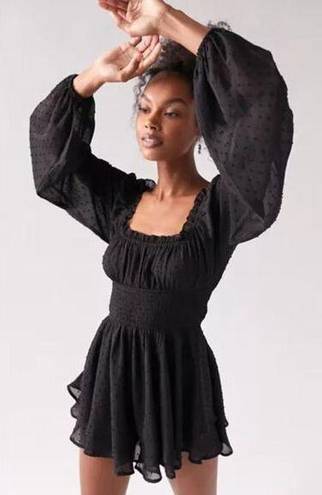 Urban Outfitters NWT  Black Milk Maid Dot Smocked Puff Sleeve Romper Size Small