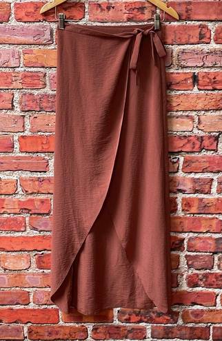 Topshop Bronze  High Low Wrap Flowing Maxi-Length Skirt