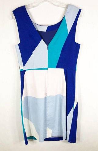 Tracy Reese Plenty  Dress Blue White Colorblock Vien Knee Length Back Zip NWT 395