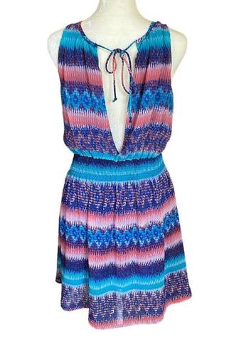 Fun & Flirt women's medium multi-colored stretchy open back tank style dress