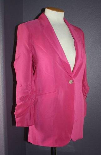 Elizabeth and James NWT  Heather Blazer in Fuchsia Pink Ruched Sleeve Crepe  4 $495