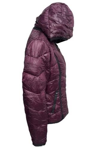 Guess  Hooded Puffer Jacket Plum Purple with Black Trim Size Medium