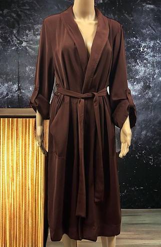 Daniel Rainn DR2  Long Woven Open Trench Coat Chestnut Nordstrom Large