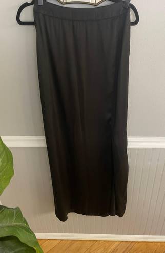 Naked Wardrobe Black Satin Maxi Skirt with Side Slit Small