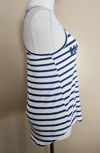 Grayson Threads White/Blue Striped Weekend Tank Top, Women's XS