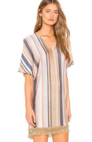 PilyQ  Maggie Metallic Stripe Cover Up Fringe Revolve Swim XS/S