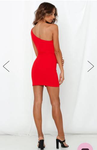 Hello Molly Red One Shoulder Dress