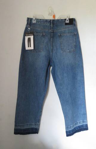 DKNY JEAN KENT HIGH RISE STRAIGHT LEG RAW HEM COTTON ANKLE LENGTH