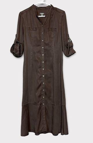 J.Jill  Brown Long Maxi Shirt Dress Size 4 Button Down Neutral