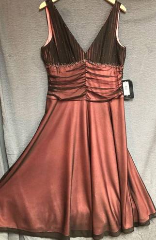 a.n.a NWT JS boutique 16 coral under dress  mesh brown overlay with rushing
