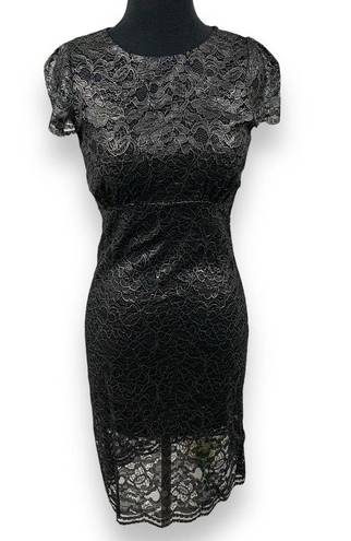 L'Agence L’AGENCE Black & Silver Sheer Floral Dress