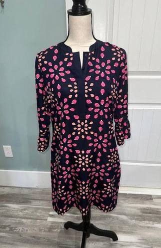 Crown & Ivy  navy/pink ladybug print button front dress size 4P