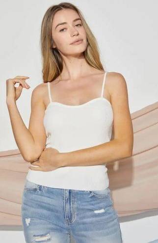 Petal  Dew Womens Cami Top Size XL Soft Ribbed Knitted White Adjustable Strap NEW