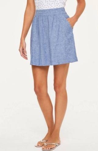 The Loft  Outlet Blue Linen Cotton Blend A-Line Skirt