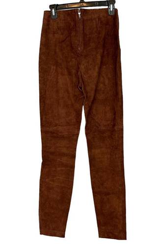 L'Academie  Brown Suede Leather Pants MEDIUM Taper Leggings Designer Revolve NEW