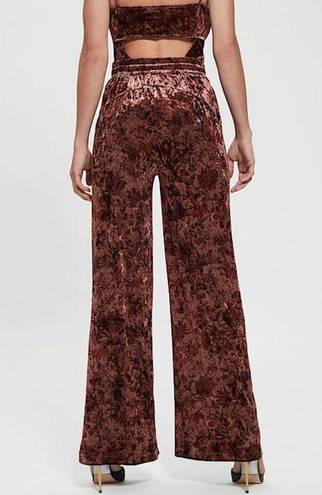 Guess  Jade Velvet Wide Leg Pants, Spice Market Floral Print Size XL New w/Tag