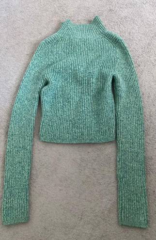 Aerie Cropped Green Polo Sweater
