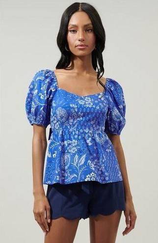 Sugar Lips  AMAYA MIXED PRINT CIRUS BACK TIE PEPLUM TOP RETAIL $79 SIZE MEDIUM