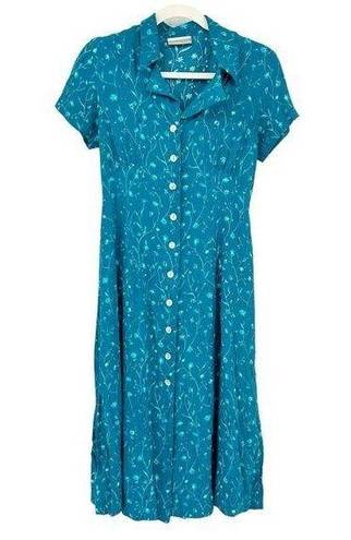 Coldwater Creek  Womens Vintage 90s Button Front Ditsy Floral Prairie Midi Dress