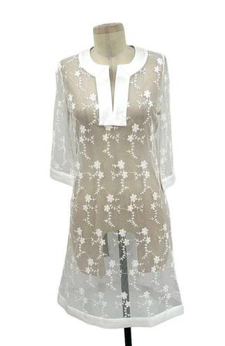 Gretchen Scott  Mesh Embroidered Dress Net Game White Size XS