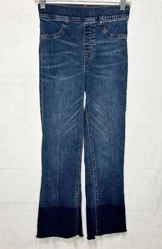 Spanx  Cropped Flare Denim Jeans Raw Edge Hem Rise Sz XS (25x26) 20231R