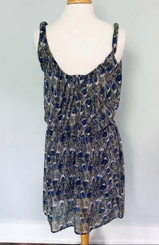 Angie  Francescas Collection Black Gray Blue Feather Sleeveless Sun Dress Size S