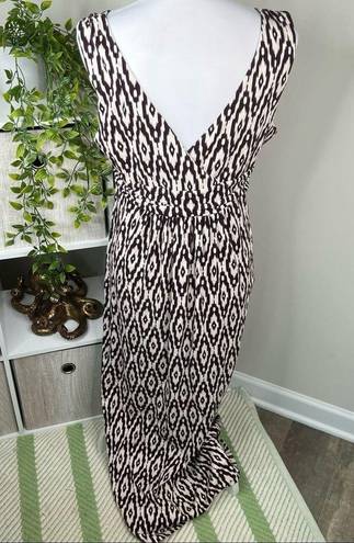 Loft 🎉  Outlet V neck Maxi Dress Deep Purple and Ivory Sleeveless Size LP