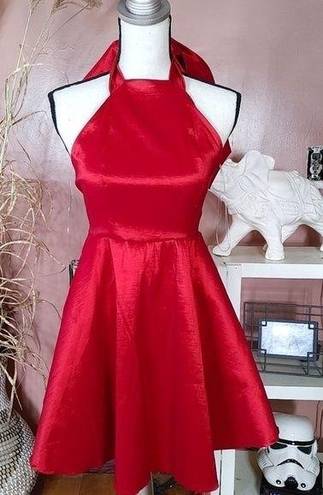 Blue Blush  Halter Bow Dress Size Small S Holiday Fancy Sexy Red Open Back Fancy