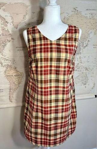 Faded Glory  Authentic Vintage 90s 100% Cotton Plaid Mini Dress with Zip Up Back