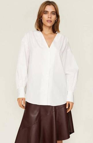 Jason Wu  Collective Collarless Button Down Top White Womens Size XL