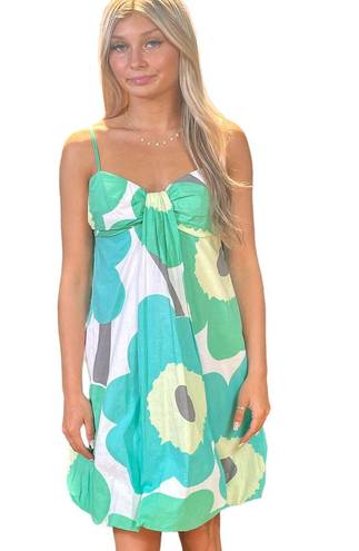 City Triangles CITY TRIANGLE Green Blue Vintage 2000s Floral Shift Mini Sun Dress