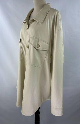 Good American  Better Than Leather Shacket Shirt Jacket Bone Cream 7 / 8 Plus 4X