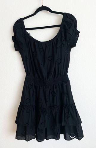 AQUA  Black Eyelet Swim Cover Up Dress