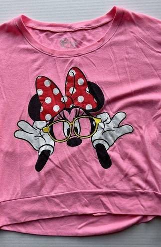 Disney  Minnie Mouse Colorful Long Sleeve Crop Top Nerdy Pink XL Graphic Sweater