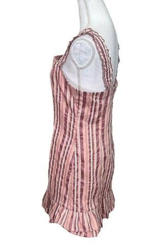 Alexis  Womens Brandy Mini Dress in Rose Stripe Wide Ruffle Shoulder XL New NWT