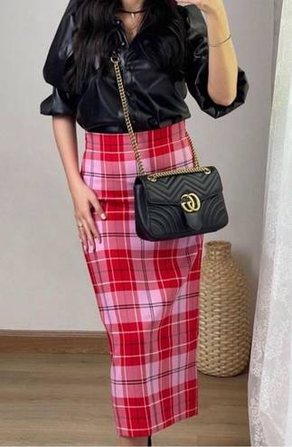 ZARA PLAID MIDI SKIRT