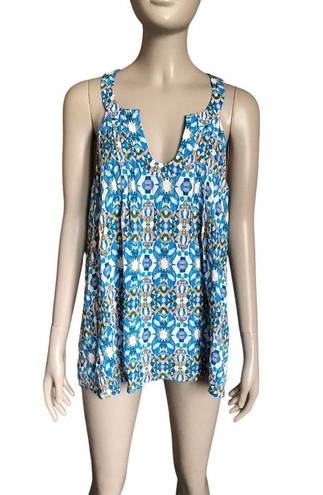 Tracy Reese Plenty by  Blue and White Patterned Tank Top