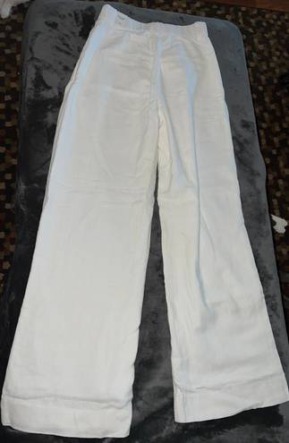 Abercrombie & Fitch Abercrombie Linen-Blend Tailored Wide Leg Pant in White