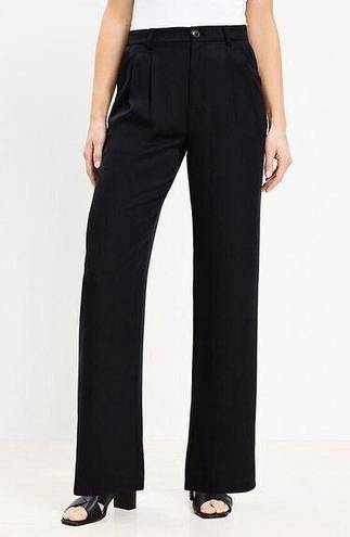 Loft Emory Wide Leg High Rise Trousers Black Size 4 W28 Career Dress Pants