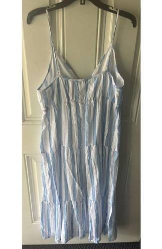 Rails  NWT Avril Gibson Stripe Midi Spaghetti Strap Linen Dress Blue/White Large