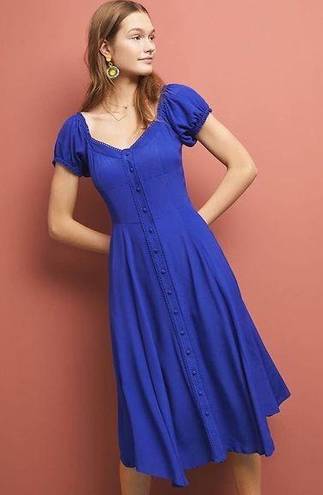 Yumi Kim  Mercer Street Button Down Royal Blue Smocked Back Midi Dress size M