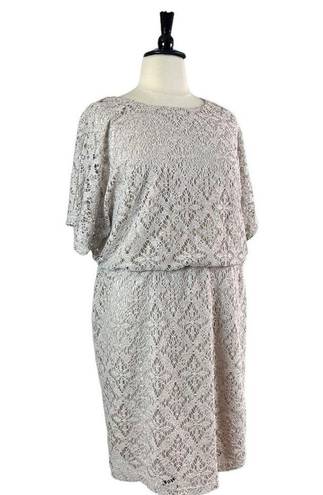 Dress Barn  NEW Blouson Dress Open Stitch Crochet Party Women’s Cream NWT 20W Plus